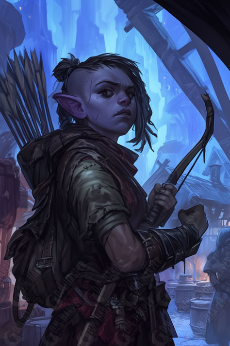 Jannura Tharzgard, Duergar fletcher (arrow smith) of Gracklstugh (Out of the Abyss).  A single arrow costs 1gp in the Blade Baazar. The only source of timber in the Underdark is Zirkhwood "trees," giant fungus that, when dried is used to make wood-like items. Zurkhwood is far more rare than trees, making wood items more expensive.  The Tharzgard clan found a new source of Zurkhwood near Neverlight Grove. Jannura's arrows are only 5sp each and fly as straight as any. Duergar Character Art, Neverlight Grove, Dnd Duergar, Dnd Deep Gnome, Duergar Dnd, Out Of The Abyss, Gnome Dnd, Deep Gnome, Dnd Portraits