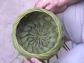 How to Make Small Basket with Palm Tree Leaves - YouTube Weaving With Palm Leaves, How To Weave Palm Leaves, Palm Leaves Basket, Coconut Leaf Weaving, Palm Leaf Weaving, Palm Leaf Craft, Handmade Baskets Weaving, Palm Weaving, Palm Leaf Basket