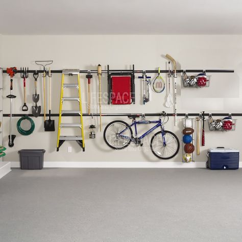 Rubbermaid Fast Track Garage, Rubbermaid Fast Track, Garage Organization Cheap, Garage Organization Shelves, Shelves Garage, Organized Garage, Organization Shelves, Garage Organizing, Organization Garage