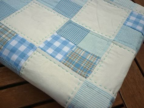 Easy Four Patch Baby Quilt 36x44" **PDF in DB Baby Boy Quilt Patterns, Quilt Binding Tutorial, Colchas Quilting, Boys Quilt Patterns, Baby Quilt Tutorials, Baby Quilt Ideas, Four Patch, Baby Quilt Pattern, Kids Quilts