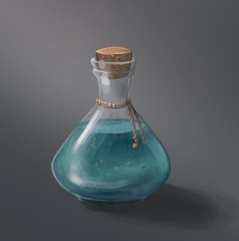 Magic water Potion Art, Healing Potion, Magic Water, Bottle Drawing, Magic Bottles, D D Items, Magic Items, Fantasy Props, Fantasy Images