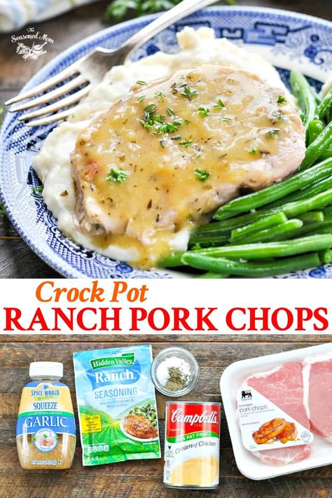 Ranch Chops, Crock Pot Ranch Pork Chops, Ranch Pork Chops Crock Pot, Pork Chop Recipes Crockpot, Ranch Pork Chops, Crockpot Pork Chops, Slow Cooker Pork Chops, Chop Recipes, Crockpot Pork