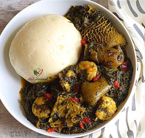 Afang Soup, Pounded Yam, Nigeria Food, Veg Pizza, Good Morning Christmas, Africa Food, African Food, Food Network, Pot Roast