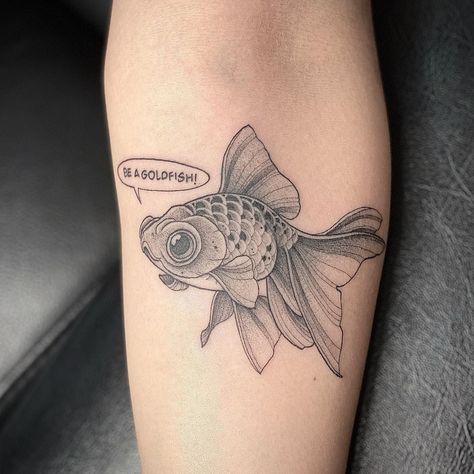 Japanese Goldfish Tattoo, Tattoo Fancy, Black Moor Goldfish, Chinese Goldfish, Black Goldfish, Goldfish Tattoo, Tattoo Koi, Oranda Goldfish, Fantail Goldfish