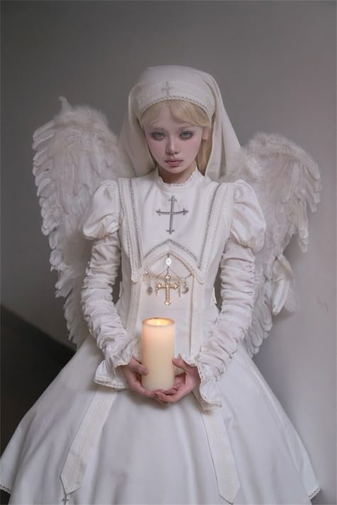 Nun Outfit, Op Dress, Angel Outfit, Artsy Photos, Human Poses Reference, Anime Hair, Dress Measurements, Pose Reference Photo, Lolita Dress