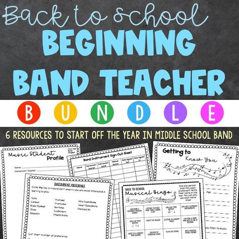 Middle School Music Classroom, Sign Out Sheet, Brand New Band, Bass Clef Notes, Middle School Band, Fun Icebreakers, Band Teacher, Middle School Music, Music Student