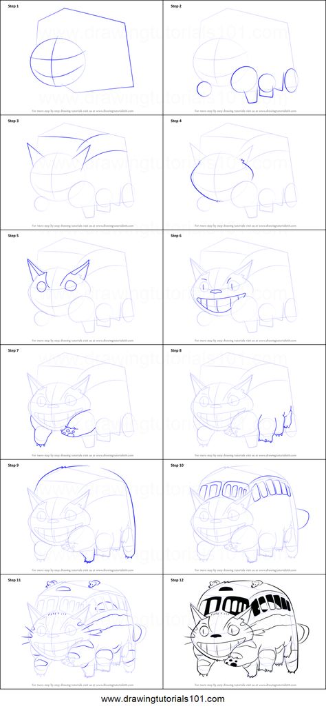 How to Draw Catbus from My Neighbor Totoro printable step by step drawing sheet : DrawingTutorials101.com How To Draw Ghibli, Studio Ghibli Totoro Art, How To Draw Totoro, Studio Ghibli How To Draw, Studio Ghibli Drawing Tutorial, Studio Ghibli Art Tutorial, Studio Ghibli Procreate, How To Draw Studio Ghibli Characters, Studio Ghibli Tutorial