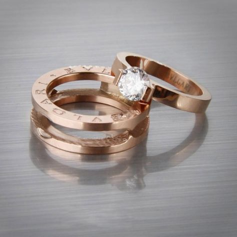 Bvlgari Bvlgari Zero.1 Ring Collection in Rose Gold Plated with Diamond Bvlgari Ring, Bvlgari Jewelry, Jewelry Advice, Wedding Vintage, Wedding Rings Rose Gold, Cubic Zirconia Jewelry, Rings Engagement, Engagement Jewelry, Stunning Jewellery