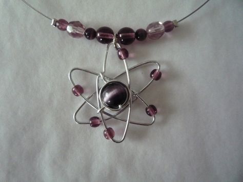 I wonder how you make this Atom Necklace, Atom Earrings, Nerdy Jewelry, Washer Jewelry, Geek Jewelry, Wire Work Jewelry, Handmade Wire Jewelry, Hematite Beads, Geek Gifts