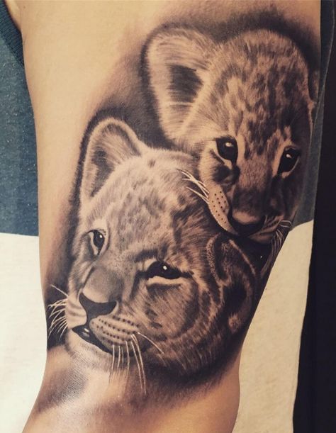 12+ Best Lion Cub Tattoo Designs | PetPress Lion Cubs Tattoo, Baby Lion Tattoo, Lioness And Cub Tattoo, Lion Cub Tattoo, Lion And Lioness Tattoo, Cub Tattoo, Lion And Cub, Small Lion Tattoo, Lioness And Cubs