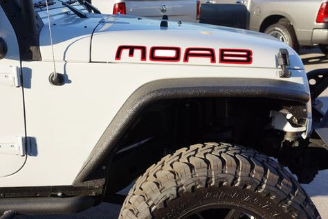 Moab Offroad Edition would be cool. Love the outline red/black, hate the font. Jeep Golden Eagle, Jeep Laredo, Jeep Wrangler Renegade, Jeep Wrangler Interior, Jeep Unlimited, Jeep Sahara, Jeepster Commando, Jeep Scrambler, Jeep Decals