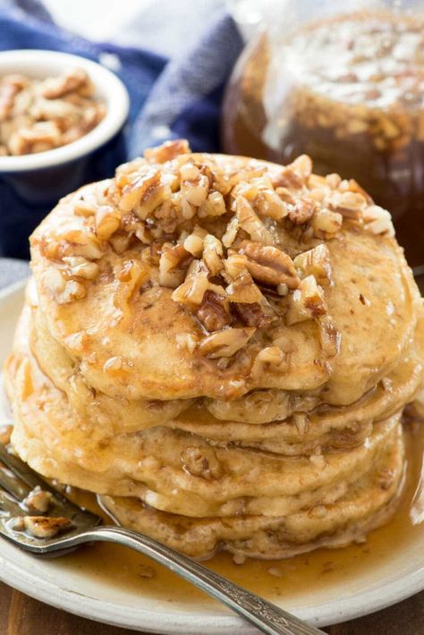 Butter Pecan Pancakes - Crazy for Crust Best Pancake Recipe Ever, Fudge Cheesecake, Butter Pecan Syrup, Pecan Pancakes, Peanut Butter Pancakes, Baked Penne, Crazy For Crust, Bake Pumpkin, Best Pancake Recipe