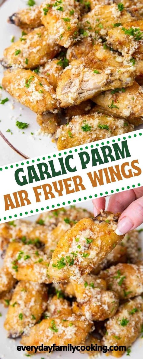 This classic flavor combination is always a crowd-pleaser. And thanks to the air fryer, you’ll use a fraction of the oil compared to deep-frying. Now, you can enjoy healthier garlic parmesan chicken wings that taste every bit as good as traditional ones! Garlic Wings Air Fryer, Air Fryer Ranch Chicken, Chicken Wings In Air Fryer, Air Fried Chicken Wings, Ranch Chicken Wings, Airfry Recipes, Air Fryer Recipes Chicken Wings, Air Fry Chicken Wings, Air Fryer Wings