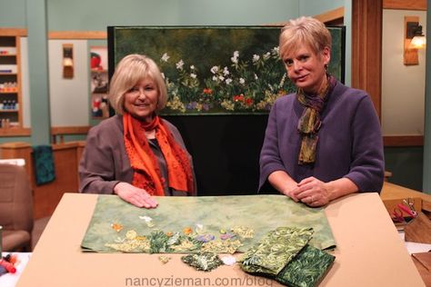 Beginning landscape Quilting Natalie Sewell and Nancy Zieman Quilt Landscape, Pictorial Quilts, Landscape Quilting, Landscape Tutorial, Sewing With Nancy, Landscape Art Quilts, Nancy Zieman, Landscape Quilt, Quilting Videos