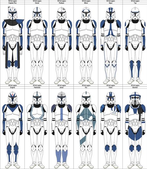 Phase 1 501st clones by MarcusStarkiller Star Wars Clone Armor, Star Wars Characters Poster, 501st Clone Trooper, Star Wars Infographic, Clone Armor, Clone Trooper Armor, Star Wars Decal, Space Fleet, The 501st