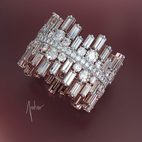 A Breathtaking Round Baguette Diamond Band from Bez Ambar Bez Ambar, Simple Engagement, Custom Engagement Rings, Ruby Engagement Ring, Popular Jewelry, Zircon Ring, Engagement Jewelry, Rings Simple, Custom Engagement Ring