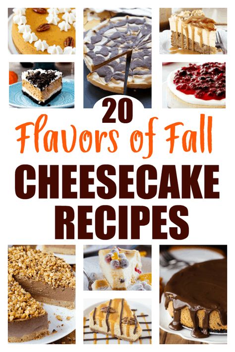 20+ Flavors of Fall Cheesecake Recipes - click over to Rose Bakes for 20+ incredible cheesecake recipes for every Fall occassion. Rich flavors perfect for the cooler weather and suited to every craving! #dessert #Thanksgiving #cheesecakes #desserts #falldesserts Thanksgiving Cheesecakes, Fall Cheesecakes, Fall Cheesecake Recipes, Fall Cheesecake, Bienenstich Recipe, Thanksgiving Cheesecake, Cheesecake Cups Recipe, Fall Sweets, Dessert Thanksgiving