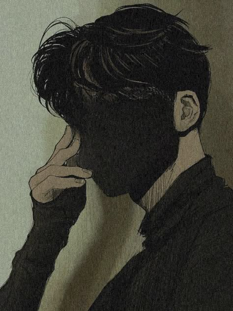 Faceless Man Art, Dark Hair Man Aesthetic Faceless, Faceless Man Drawing, Male Profile Picture Aesthetic, Black Hair Man Aesthetic Faceless, Dark Haired Man Art, Shapeshifter Aesthetic Male, Men Pfp Aesthetic, Male Faceless Aesthetic