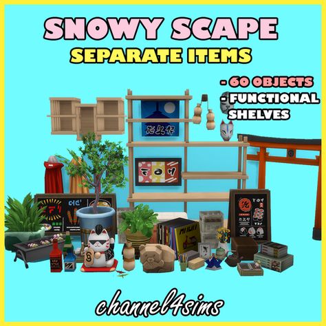 Sims Aesthetic, Snowy Escape, Sims Packs, Japanese Shop, Sims 4 Anime, Sims 4 Mm Cc, Japanese Furniture, Sims Games, Sims 4 Mm