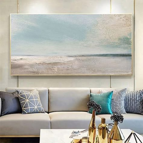 Art For A Large Wall, Ocean Paintings On Canvas, Peisaj Abstract, Abstract Ocean Painting, Ocean Waves Painting, Earth Tone Wall Art, Painting Canvas Wall, Abstract Seascape, Painting Beach