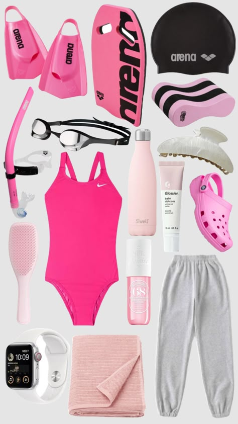 Swim Practice Outfit, Swim Meet Essentials, Swimmer Outfits, Swimming Outfit Ideas, Swimmer Aesthetic, Competitive Swimming Pictures, Swimming Photos, Swimming Motivation, Swim Essentials