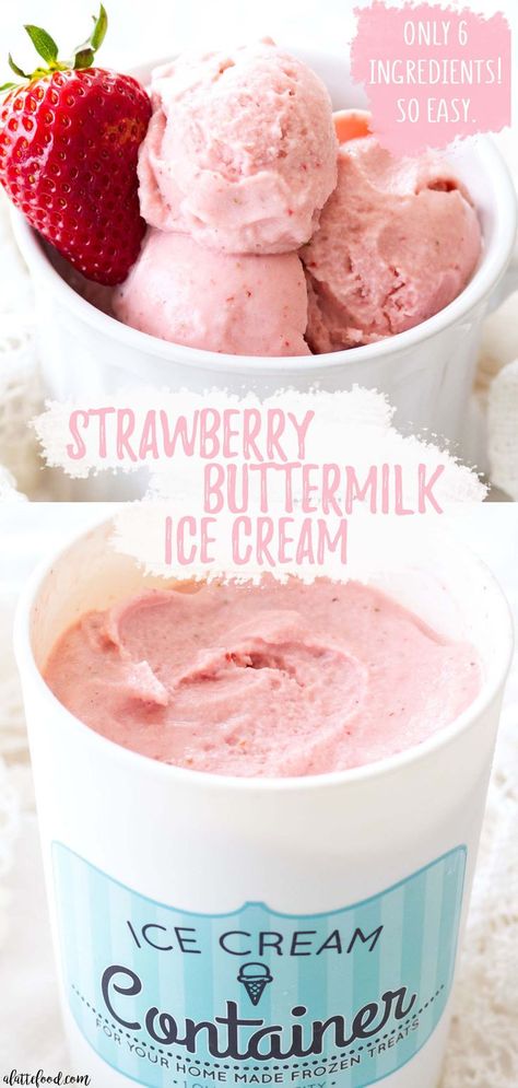 Homemade Strawberry Buttermilk Ice Cream is so rich and creamy! The fresh strawberries and honey make this ice cream irresistible, and the buttermilk makes the strawberry ice cream so creamy. It's a perfect summer dessert! #strawberry #icecream #dessert #recipe Buttermilk Ice Cream Recipe, Strawberry Desserts Recipes, Best Strawberry Desserts, Buttermilk Ice Cream, Make Buttermilk, Strawberry Ice Cream Recipe, Best Summer Desserts, Easy Ice Cream Recipe, How To Make Buttermilk