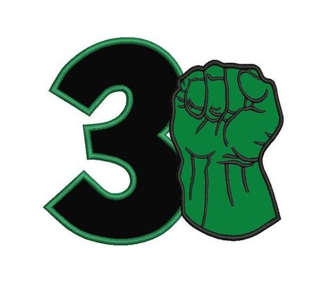 Hulk Fist birthday number 3 applique machine embroidery designs 3 sizes 4x4,5x7,6x10 Hulk Theme, Hulk 3, Hulk Hulk, Hulk Party, Minions Bob, Marvel Party, Hulk Birthday, Photo Cake Topper, Hot Wheels Party