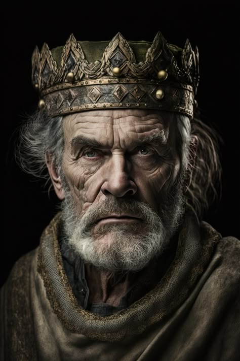 Old Man Warrior, King Portrait Art, Old King Art, Medieval King Art, Old King Character Art, Wise Old Man Character Design, Old King Fantasy Art, King Portrait, Evil King