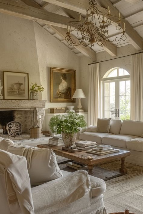 French Country Interior Design Living Room, Rustic French Country Living Room, Modern French Country Living Room, French Country House Interior, Coastal Gramma, French Country Living Room Ideas, French Farmhouse Living Room, French Country Family Room, French Country Fireplace