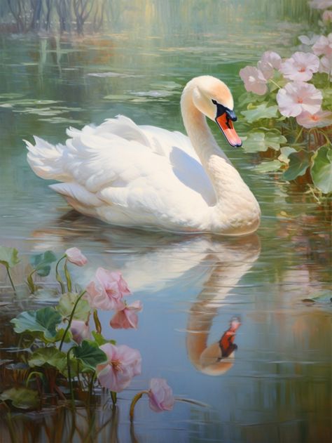 Swan Wall Art, Swan Pictures, Swan Painting, Decoration For Bedroom, Decor For Bathroom, Swans Art, Beautiful Swan, Pastel Sec, Gemstone Art