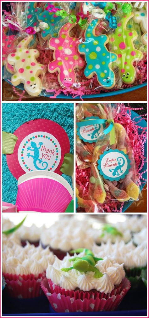 Leapin' Lizards party Pool Party Cakes, Reptile Party, Beach Birthday Party, Cake Blog, Animal Birthday Party, Half Baked, Beach Birthday, Favor Ideas