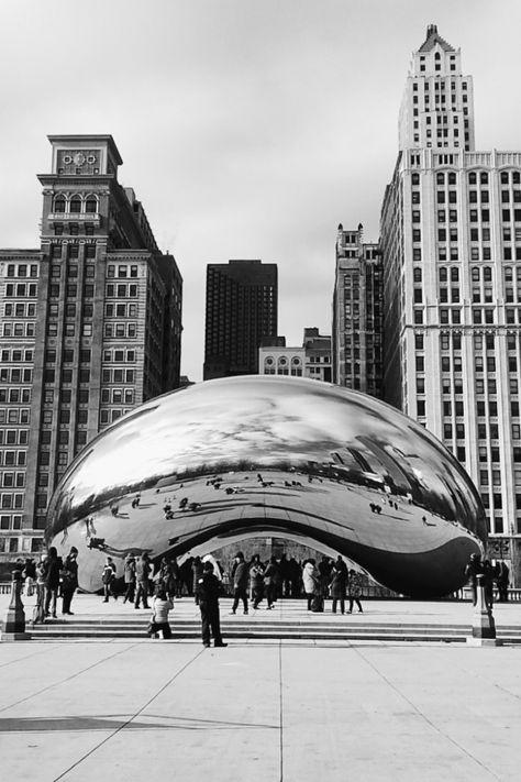 chicago city the bean bw black and white The Bean Chicago, Chicago Bean, Chicago Photos, Chicago Travel, My Kind Of Town, Chicago City, Chicago Illinois, Cloud Gate, Travel Posters