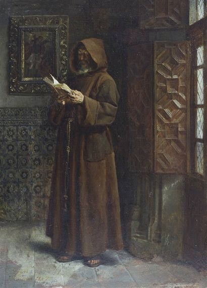 Artwork by Ignacio de Leon y Escosura, Monje franciscano leyendo, Made of Oil on board Catholic Artwork, Traditional Catholicism, Saint Quotes Catholic, Christian Artwork, Historical Painting, Biblical Art, Movie Poster Art, Catholic Art, Classical Art