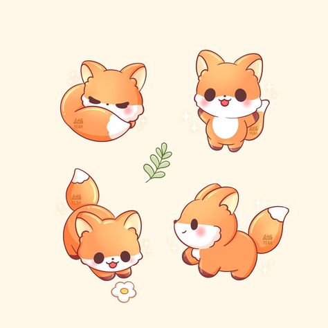 Kawaii Fox Tattoo, Cute Fox Images, Cute Fox Plushies, Drawing Fox Cute, Forest Animal Doodles, Cute Foxes Drawing, Cute Fox Art Kawaii, Cute Fox Drawing Kawaii, Fox Simple Drawing