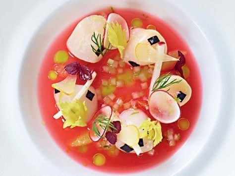 Daniel Boulud Recipes. Scallop Crudo, Ray Peat, Scallop Ceviche, Dinner Party Appetizers, Spring Menu, Christmas Spectacular, Blood Orange Juice, Winter Dishes, Orange Sauce