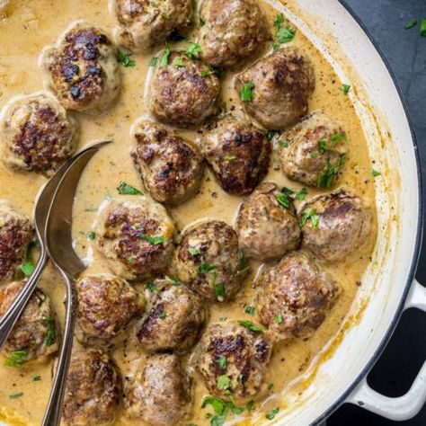 Valentina Ablaev, Author at NatashasKitchen.com Swedish Meatball Sauce Recipe, Meatballs Sauce Recipe, Swedish Meatball Sauce, Easy Swedish Meatball Recipe, Homemade Swedish Meatballs, Swedish Meatballs Easy, Meatballs And Gravy, Pizza Roll, Meatball Sauce