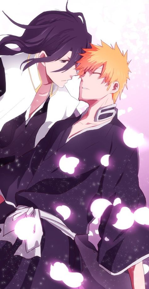 Byakuya Kuchiki X Ichigo Kurosaki, Ichigo X Byakuya, Ichigo And Byakuya, Byakuya X Ichigo, Ichigo X Uryu, Byakuya Bleach, Kuchiki Byakuya, Bleach Funny, Byakuya Kuchiki