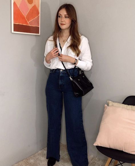 Black Slouchy Jeans Outfit, Slouchy Jeans Outfit, Casual Oufits, European Fashion Summer, White Shirt Outfits, Look Office, Look Jean, Outfit Cool, Slouchy Jeans