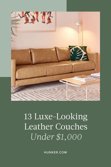 We took on the challenge of finding some leather sofa options that were both Pinterest-worthy and affordable. Here are some of our favorites. #hunkerhome #leathersofa #leathersofaideas #leathercouch Living Room Statement Piece, Vegan Leather Sofa, Faux Leather Couch, Leather Couches, Cool Couches, Bank Check, Modern Leather Sofa, Chestnut Leather, Perfect Living Room