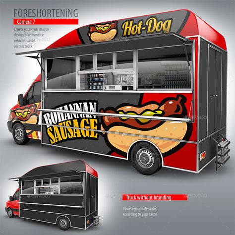 Food Truck Hod-Dog Mock-Up. Van eatery mockup #Ad #Hod, #Affiliate, #Dog, #Food, #Truck Dog Food Truck, Hod Dog, Unique Hot Dogs, Bike Food, Mobile Restaurant, Mobile Food Trucks, Food Truck Design, Creative Presentation, Food Trailer