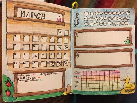 Stardew Valley Bullet Journal, Stardew Valley Journal, Gaming Journal, March Bullet Journal, Ideas Journal, Bullet Journal Cover Ideas, Bullet Journal Hacks, Bulletin Journal Ideas, Bullet Planner