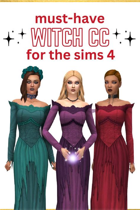 Witches are something you need in your game to truly have a good time, this article has the absolute best sims 4 witch cc for you to have a fun time #TheSims #TheSims4CC #CustomContent Sims 4 Once Upon A Time Cc, Sims 4 Witch Outfit Cc, The Sims 4 Witch Mods, Sims 4 Cc Witch Clothes Patreon, Sims 4 Witches Cc, Witch Clothes Sims 4 Cc, Spellcaster Sims 4, Sims 4 Cc Spellcaster Clothes, Sims 4 Spellcaster Cc Maxis Match