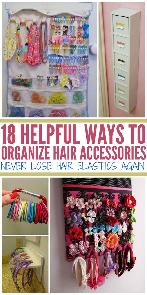 How to Organize Hair Accessories {Never Lose Hair Elastics Again!} - One Crazy House Organize Hair Accessories, Hair Accessory Storage Organizers, Hair Clip Organizer, Hair Product Organization, Hair Bow Organizer, Hair Accessories Storage, Bow Organizer, Organizing Hair Accessories, Crazy House