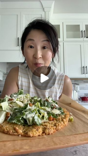 Alice Choi on Instagram: "Chicken Caesar salad pizza!!! Would you try this????! The crust 🤯 grain free, high protein .. 👉 COMMENT “chicken” and I’ll send you the full recipe" Chicken Pizza Crust, Caesar Salad Pizza, Chicken Crust, Salad Pizza, Chicken Crust Pizza, Savoury Pies, Pizza Salad, Chicken Caesar, Chicken Caesar Salad