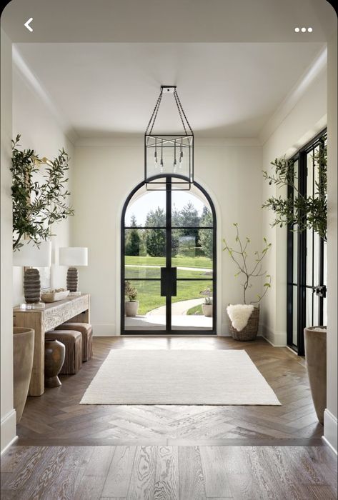 Arched Front Door, Arched Doorway, Farmhouse Entry, Holiday Living Room, Gorgeous Homes, Arch Doorway, Elegant Living Room Design, Arched Doors, Entry Way Design