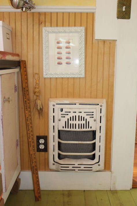 Great idea for housing speakers, Gas Wall Heater Makeover, Loft Building, Craftsman Remodel, Wall Heater, Bathroom Heater, Eclectic Kitchen, Fabulous Kitchens, Gas Heater, Bungalow Design