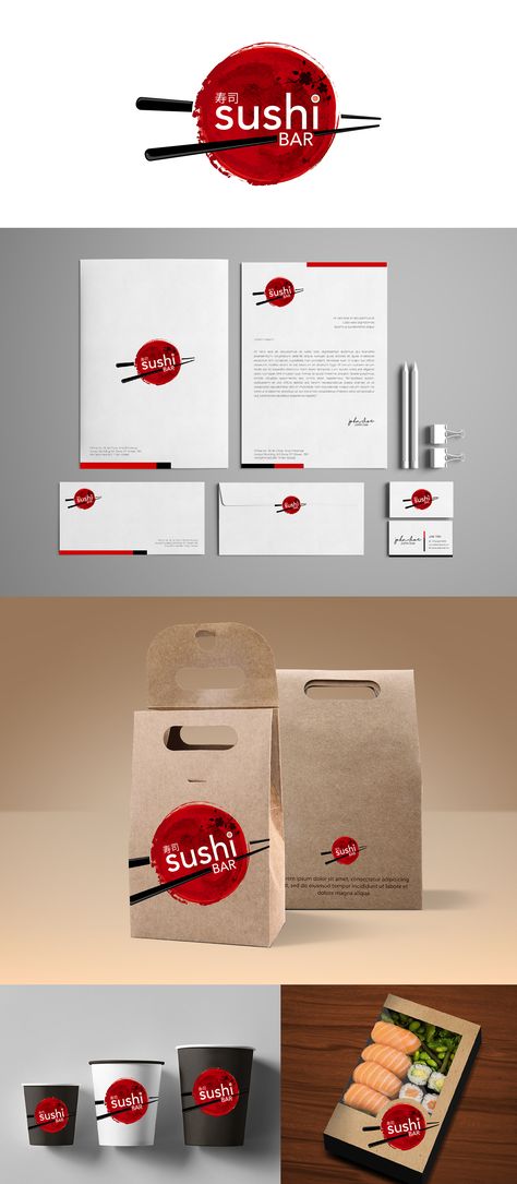 Sushi Bar on Behance Japanese Menu Ideas, Sushi Branding Identity, Sushi Restaurant Branding, Sushi Branding Design, Sushi Logo Design Ideas, Sushi Packaging Design, Sushi Restaurant Logo, Sushi Branding, Sushi Packaging