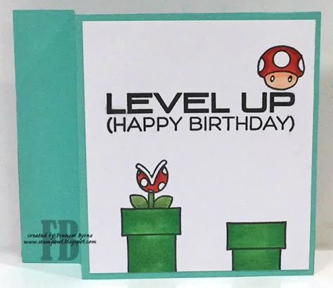 Mario Birthday Card Ideas, Mario Birthday Cards Diy, Mario Cards Diy, Mario Cards Birthdays, 22 Birthday Card, Super Mario Card Birthday, Handmade Mario Birthday Card, Gaming Birthday Cards, Super Mario Birthday Card