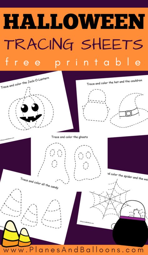 Free Halloween tracing worksheets for preschoolers. Perfect for fine motor skills, coloring and scissor skills. Free printable! #prek #preschool #halloween Prek Learning Activities Halloween, Free Halloween Preschool Printables, Preschool Halloween Printables, Free Halloween Printables For Kids, Halloween Prek Activities Free, Halloween Fine Motor, Halloween Montessori Activities, Prek Worksheets Free Printables Halloween, Halloween Printables Free For Kids