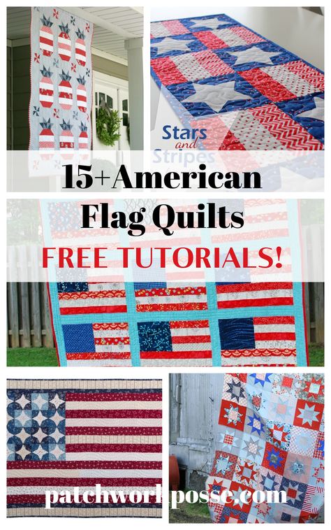 Learn how to make over 10 American Flag Sewing Pattern or Quilts. The flag quilt is such a classic pattern. It's perfect for not only the season of the holiday - 4th of July, but Simple Apron, Hot Pads Tutorial, Twist Tutorial, American Flag Quilt, Sewing Pattern Free, Summer Sewing Projects, Quilt Backs, Apron Tutorial, Pineapple Quilt